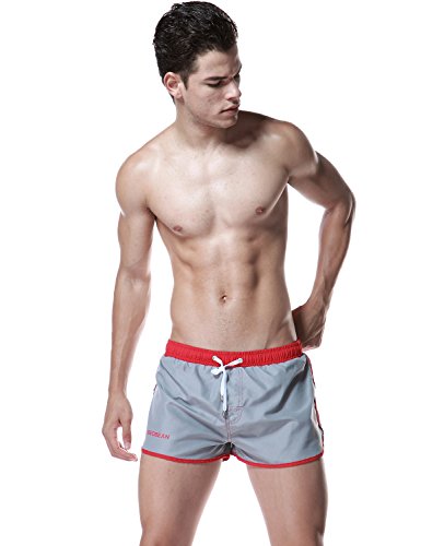 SEOBEAN Mens Low Rise Sports Soft Running Training Short Pants (L(31-33"), 2583 Grey)
