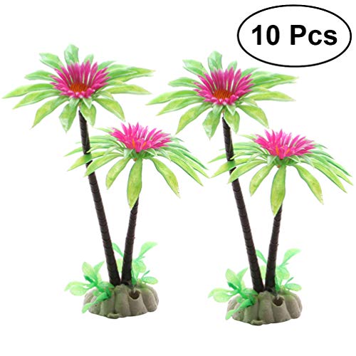 Balacoo Emulational 10Pcs Plastic Small Daisy Landscape Decorative Model Trees Plants for Decoration Miniascape Aquarium