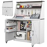 DWVO Folding Sewing Table with Charging Station...