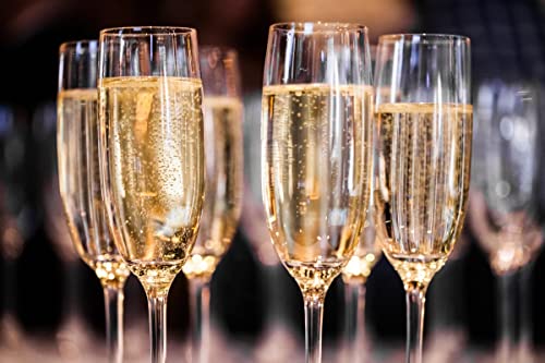 Friwer Champagne, Sparkling Wine, Flute Glass With Stem 7 Oz, Clear (4) #TOP6