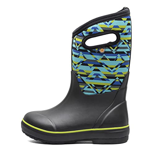 Bogs Kids Classic Waterproof Rain Boot, Mountain Geo Print - Black, Size 3 Big Kid #TOP10