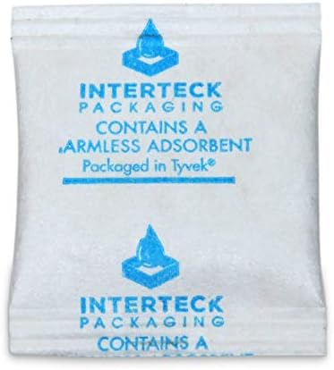 Interteck Packaging 0.5 Gram Silica Gel Packets - Rechargeable Desiccant Packets and Dehumidifiers (Non-Indicating, Tyvek 2,000 Pack)