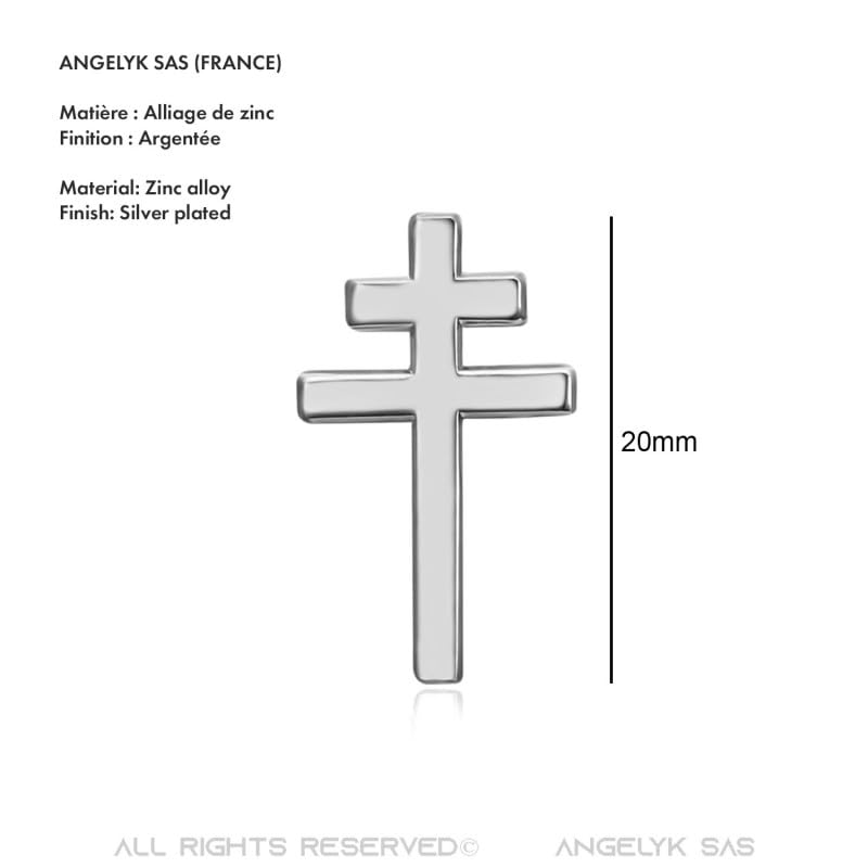 BOBIJOO Jewelry - Pins croix de Lorraine 20mm Epinglette Résistance France Libre Métal Argent
