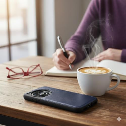 Image of Leather Case for OnePlus 12R Premium Protective Stylish Slim Cover with Shockproof Raised Edges Blue