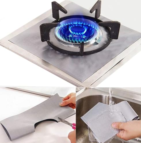 FireMat Protector de placa de cocina (27 x 27 cm, negro o plata), protección contra incendios para...