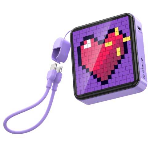 ORICO Pixel Art Portable Charger 5000mAh, Mini Power Bank with USB-C Cable
