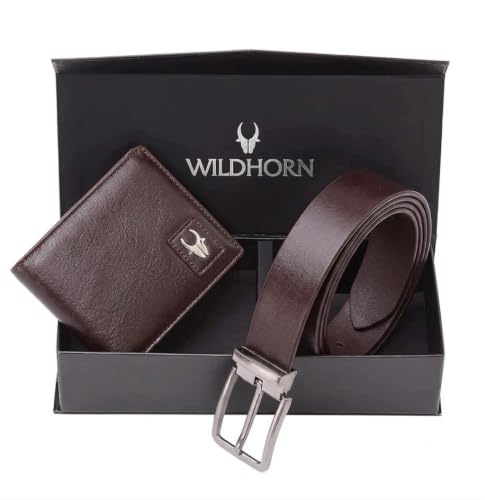 Image of WildHorn Gift Hamper for Men I RFID Protected Leather Wallet & Belt Combo Gift Set I Gift for Friend, Boyfriend,Husband,Father, Son Etc
