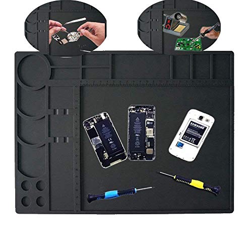 Tecktoo Soldering Mat Pad Large Silicone Heat Resistant 932°F Welding Project Board Electronic Mat For Heat Gun Soldering Iron Station Electronic Repair Kit #TOP4
