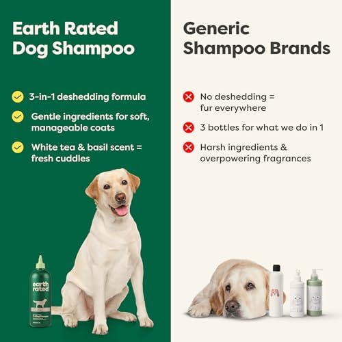 Earth Rated Deshedding Dog Shampoo, Hypoallergenic 3-in-1, Shampoo & Conditioner for Dogs & Puppies, Deodorizing, 98.5% Natural Origin Ingredients, 16 oz — view 4
