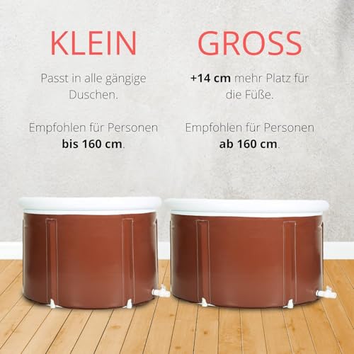 CRS faltbare Badewanne für Dusche Erwachsene/Kinder | Outdoor Eisbad | faltbare Eistonne | Eisfass für innen & außen | Eiswanne für zuhause | Für Wim-Hof Methode | Tauchbecken Sauna (Braun 75cmØ)