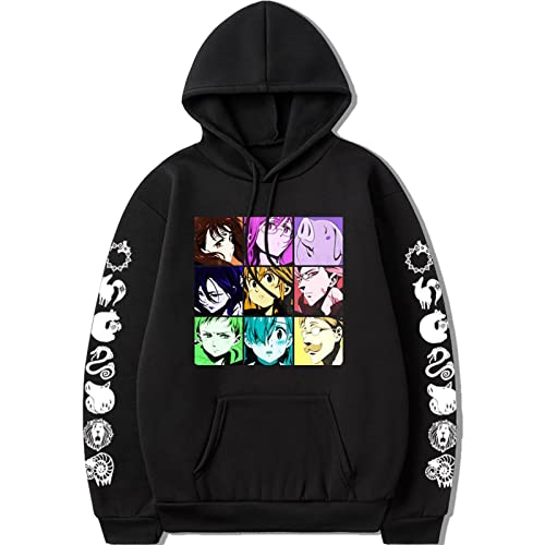 Image of Anime The Seven Deadly Sins Hoodie Meliodas Hoodie Long Sleeve Pullover Sweater Costume Black