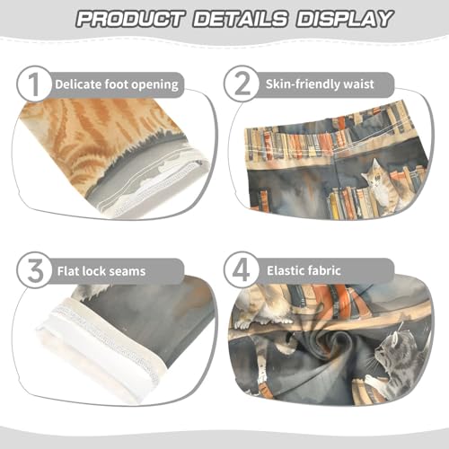 Toddler Girls Leggings Printed Yoga Pants Leggings Cats Playing Bookshelf for Kids3