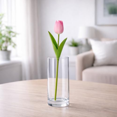 Image of Pink Olive Pink Tulip Artificial Flower | Natural Feel Soft Touch | PU Material | Washable Fade Resistant | Floral Decor for Home Office Living Room Modern Interior Styling (1)