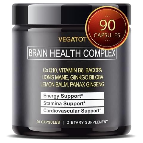 VEGATOT Brain Booster 6,102MG *USA Made and Tested* Brain Health Complex Supplement Concentrated Extract with CoQ-10 VIT B6 Lion's Mane Ginkgo Biloba Lemon Balm Ginseng - Focus Memory Energy Cover