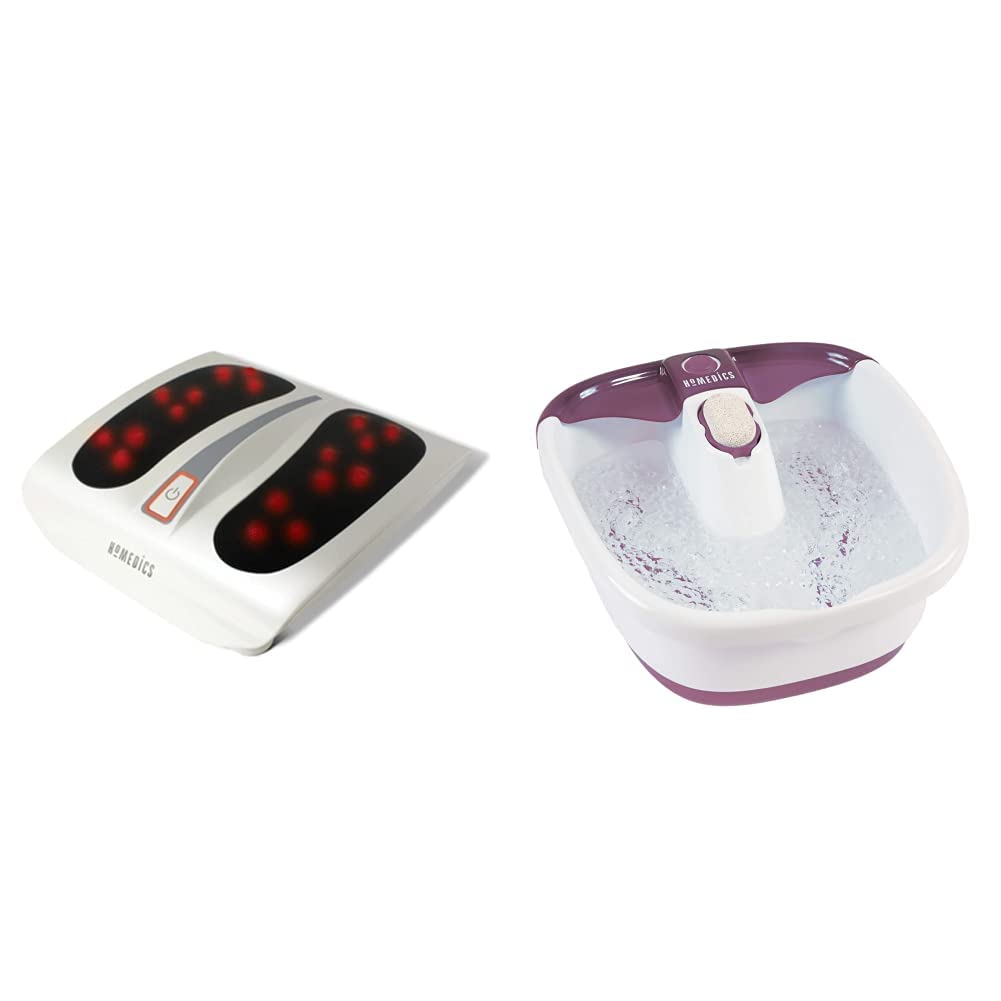 Homedics Massaggiatore Per Piedi Elettrico Con Funzione Calore, Bianco, ‎41 x 13 x 37 cm; 3.11 grammi & Bubble Mate Foot Spa Idromassaggiatore Plantare, Pediluvio Massaggiatore Piedi Elettrico, Bianco
