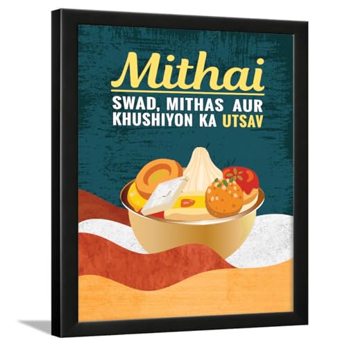 Image of Chaka Chaundh - Mithai poster - Dessert posters with frame - sweet quotes framed posterss - methai poster - Mithai posters - (14 X 11 inches)