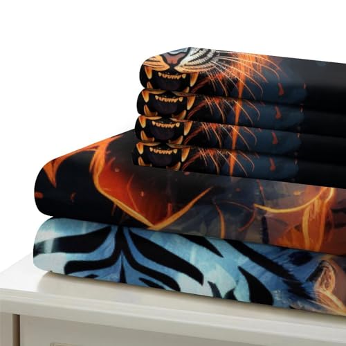 Housse de couette 140x200 cm impression 3D tigre haute densité