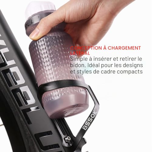 BSSOK Porte-Bouteille de vélo en Alliage d'aluminium pour vélo de Route/VTT, Porte-Boisson (Noir) – vue 4