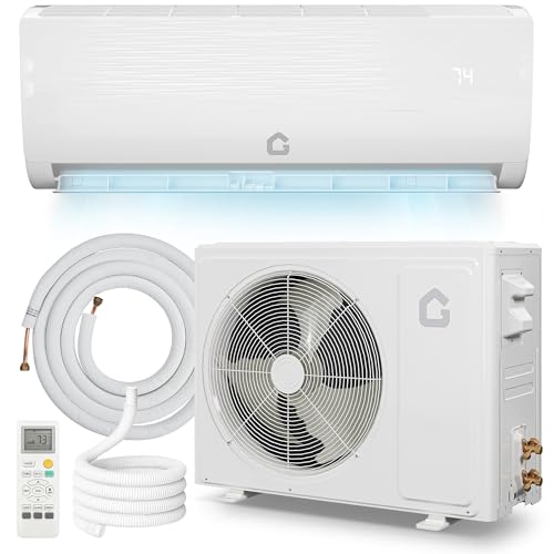 9,000 BTU Ductless Mini-Split Air Conditioner and Heat Pump – 19 SEER2 6-in-1 Inverter Wall-Mount Unit for Up to 450 Sq.Ft, Includes Installation Kit, 115V