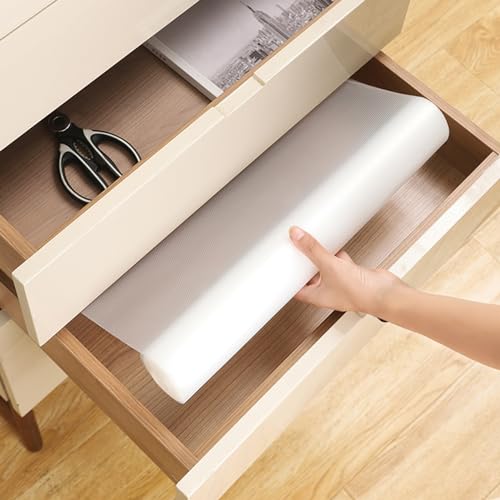 Kitchen Drawer Liners CUKCIC EVA Drawer Liner Non Slip Shelf Liner for Cupboard Cabinets Fridge Wardrobe (Diamond) (Transparent, 30cm×150cm)