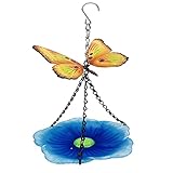 Wild Bird Feeder for Outside Hanging, Metal Butterfly Decor Bird Feeder, Outdoor Metal Flower Tray Feeder for Garden Yard Patio Decoration