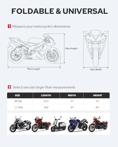 Benlari Motorcycle Cover Waterproof Outdoor, Heavy Duty Motorcycle Cover, Universal All Season Protection Night Reflective with Lock-Holes American Flag Fits up to 96.5\" Motorcycles Vehicle Cover - Thumbnail 6