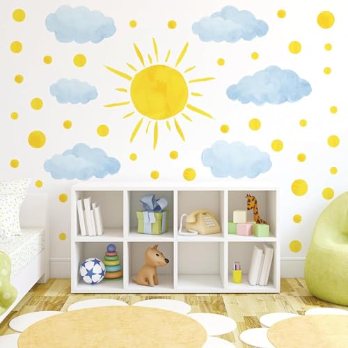 Vinilo decorativo infantil Nube y Sol para pared miniatura 2