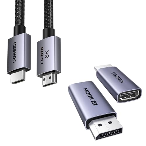 Cable HDMI 2.1 8K y Adaptador DisplayPort a HDMI 4K 60Hz para vídeo ultra fluido sin cortes