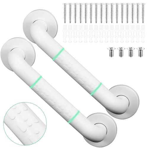 Image of Zocipro 2Pcs Grab Rails for Bathroom, 12 inch Anti Slip Hand Rails with Luminous Ring, Shower Safety Handle Grab Bar, Hand Rail Support for Elderly, Children and Disability