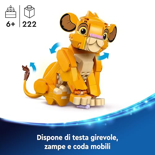 LEGO Disney Simba, il Cucciolo del Re Leone, Giochi di Fantasia per Bambine e Bambini da 6 Anni, Personaggio Giocattolo Costruibile con Parti Snodabili dal Film d'Animazione, Idea Regalo 43243 - Immagine 2