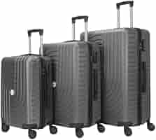 HOMEROKK Paris Lot De 3 Valises Cabine/Moyenne/Grande 20/24/28 Pouces – Coque Rigide ABS Ultra Résistante, Serrure TSA à Code, 4 Roues 360° – Noir Élégant
