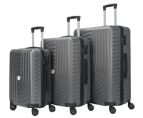 HOMEROKK Paris Lot de 3 Valises 20"/24"/28" I Coque Rigide en ABS I Serrure à Code I 4 Roues à 360° I (Argent)