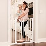 Toddleroo by North States Tall Bright Choice Auto-Close Baby Gate with Door. Pressure Mounted Baby Gate for Doorways, Child Gate Fits Openings 29.75” to 40.5” Wide. (36' Tall, White)