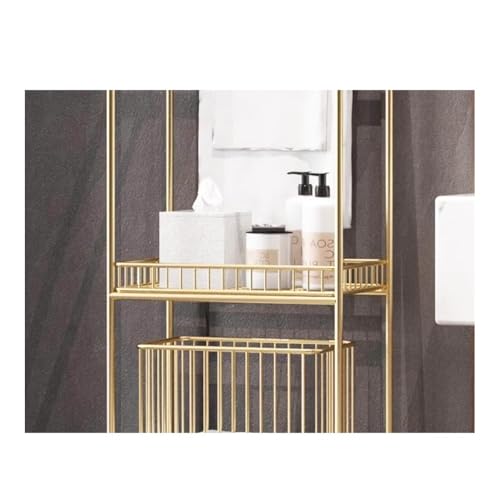 Porte-serviettes pour lavabo et étagère de rangement or