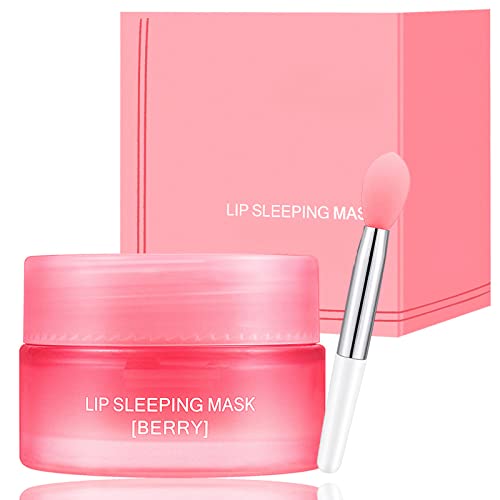 Lip Sleeping Mask, Lip Sleep Mask Overnight Lip Skincare Lip Oils, Lip Moisturiser for Dry Chapped Peeling Cracked Lips Fades Lip Lines (20ml, Berry)