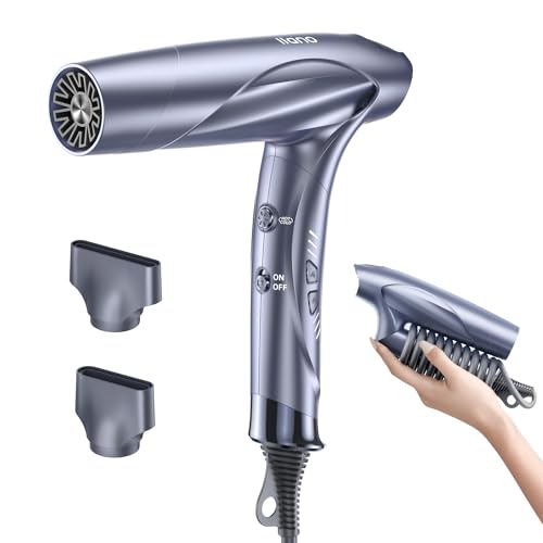 Brushless Motor Ionic Hair Dryer, Light-weight Travel Folding Blow Dryer, Llano Professional Salon Fast Drying Hairdryer with Hair Care Ions, 100time/S Heat Sensor Hair Anti-scald, Hot&Cold Cycles