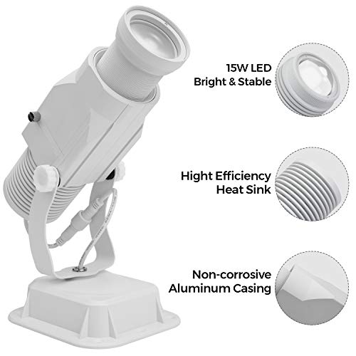 Hiliting Led Logo Gobo 15W Projector Advertising Logo Light Including Free Custom Glass Gobo To Project Image For Company Store Wedding Event (White) #TOP2