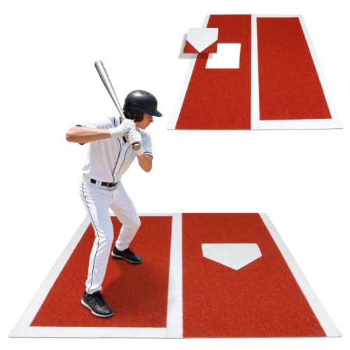 GoSports Baseball/Softball Turf Batting Mat - 6 ft x 5.5 ft Switch Hitting Design with Reversible Home Plate