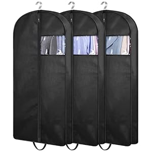 KIMBORA 43″ Suit Bags for Closet Storage and Travel, Gusseted Hanging Garment Bags for Men Suit Cover With Handles for Clothes, Coats, Jackets, Shirts（3 Packs）