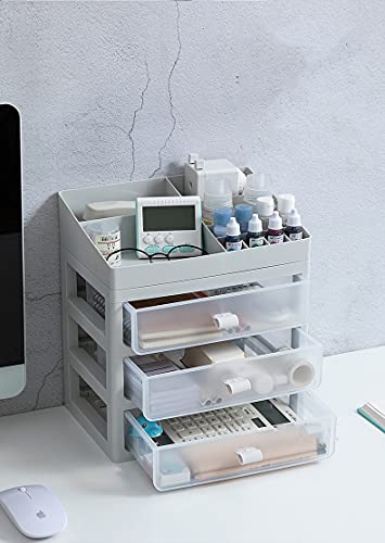 Drawe Box Clear Stacking Schubladeneinheit Kunststoff Frontbox 3 Schubladen Office Aufbewahrungsbox Arbeitsplatten Schubladen, L26 x B18 x H22.2 cm