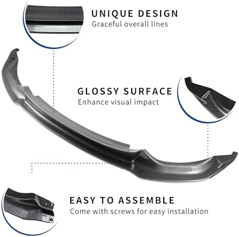 XPHAZZ Front Bumper Lip Compatible with BMW (2015-2020) F80 M3 F82 F83 M4 Splitter MP-Style Carbon Fiber Pattern — view 4