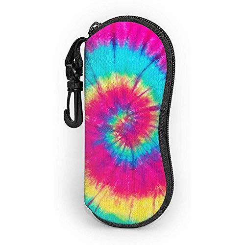 Preisvergleich Produktbild Brillenetui, Regenbogen-Spirale, Batik-Muster, mit Karabiner, ultraleicht, tragbar, Neopren, Reißverschluss