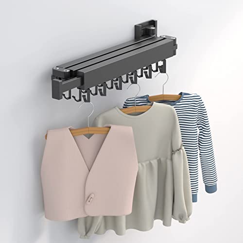 Wall Mounted Clothes Drying Rack,Laundry Drying Rack,Drying Rack Clothing For Laundry,Space Saver Clothes Rack,Retractable Dryer Racks For Laundry,Collapsible(3-Pole), Black, Sandy Coating,3Z-B01 #TOP7