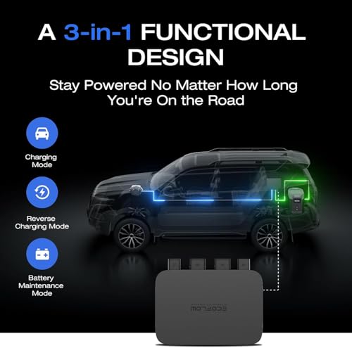 Image of EF EcoFlow 800W Alternator Charger with Delta 2 Max Portable Power Station, 3-in-1 Fast DC-DC Charger, Battery Maintainer & Jump Starter 8x Faster Than Cigarette Chargers, Charges 2kWh in 2.6 hr