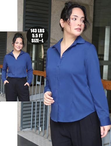 Image of Zeagoo Women's Wrinkle Free Button Down Shirts Long Sleeve Dress Shirts Collared Business Casual Blouses Tops XS-3XL