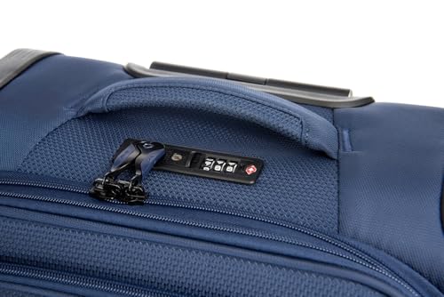 Image of Verage Luxe Toledo Set of 2 (S+M) Softsided Lightweight Spinner Wheels Luggage, Expandable Suitcase with TSA Lock & LED Flashlight, Navy Blue (20 /24)