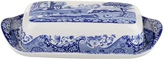 Portmeirion Home & Gifts BLI2850-X Butter Dish, Porcelain, Blue & White