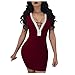ZBYY Bodycon Dress for Women Sexy Deep V Neck Backless Bodycon Mini Club Dresses Summer Nightclub Party Dress