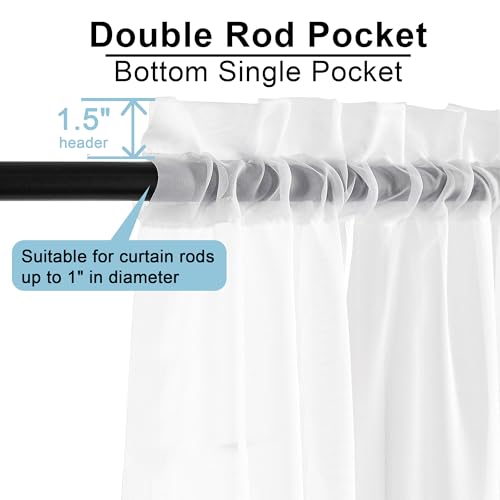 image for OWENIE White Sheer Curtains 96 Inches Long, Elegant Sheer Curtains for