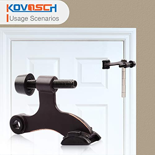 KOVOSCH 10 Pack Hinge Pin Door Stopper Oil Rubbed Bronze - Adjustable Heavy Duty Hinge Pin Door Stop with Black Rubber Bumper Tips